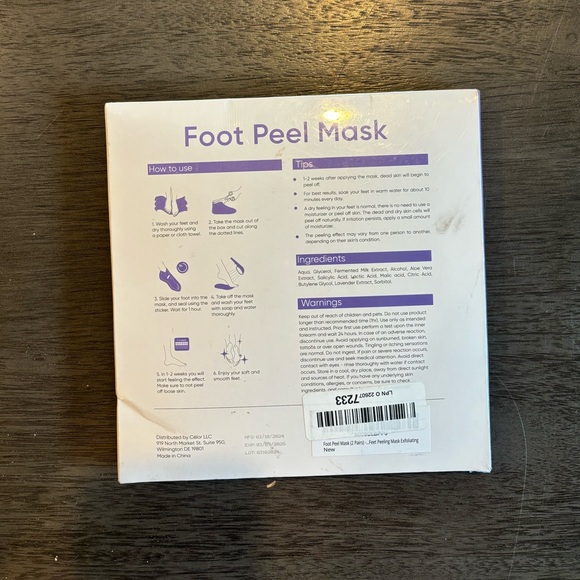 {Celor} Foot Peel Mask (2 Pairs) - Baby Soft Skin Remove Dead Skin Spa, Lavender - Picture 3 of 4